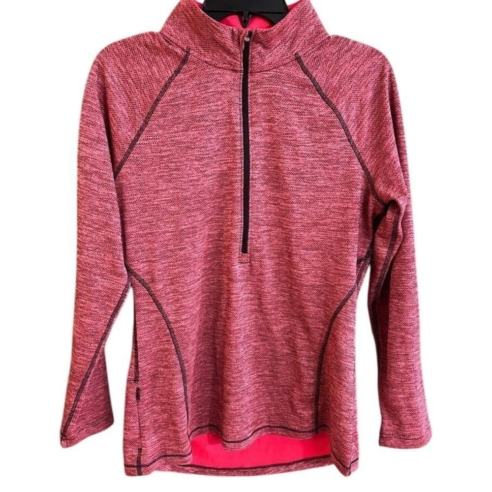 Champion Sport Blaze Orange Shirt Long Sleeve Active Wear 1/4‎ Zip SZ Medium